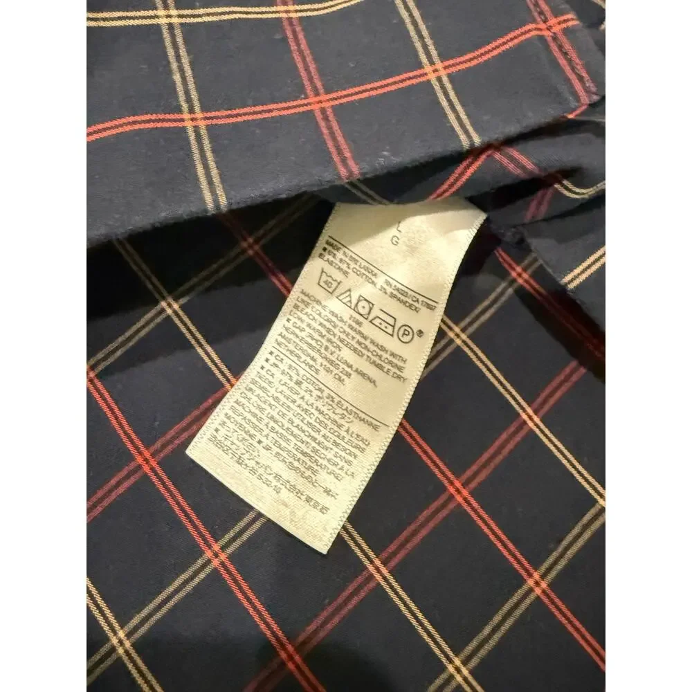 Banana Republic Slim Fit Wrinkle Resistant Plaid Button Up Shirt Men’s L Navy
